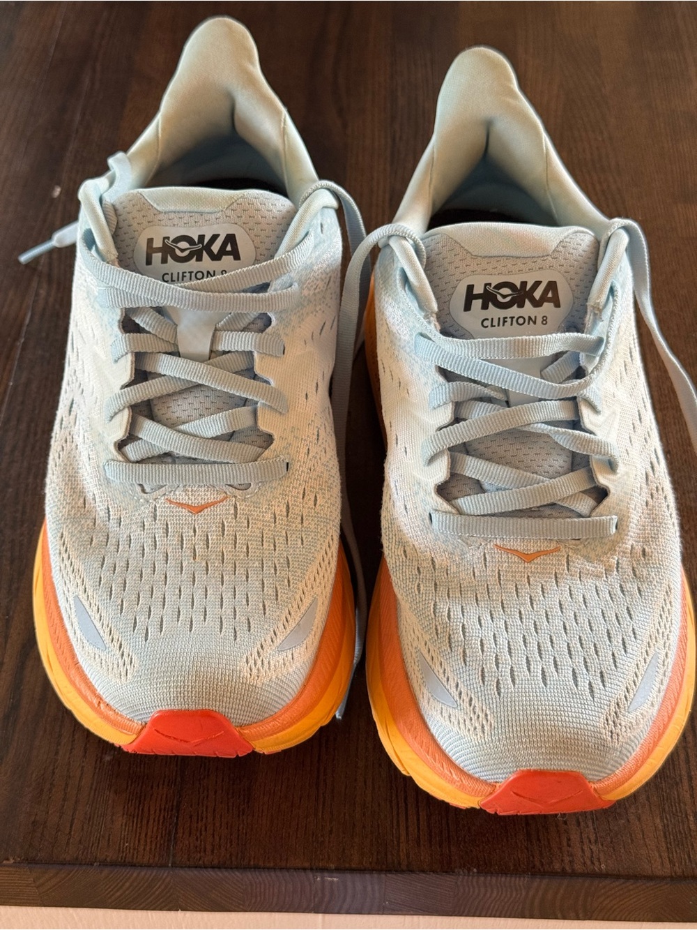 Hoka Clifton 8 Women’s Size 8 Light Blue and Orange Lifestyle Shoes